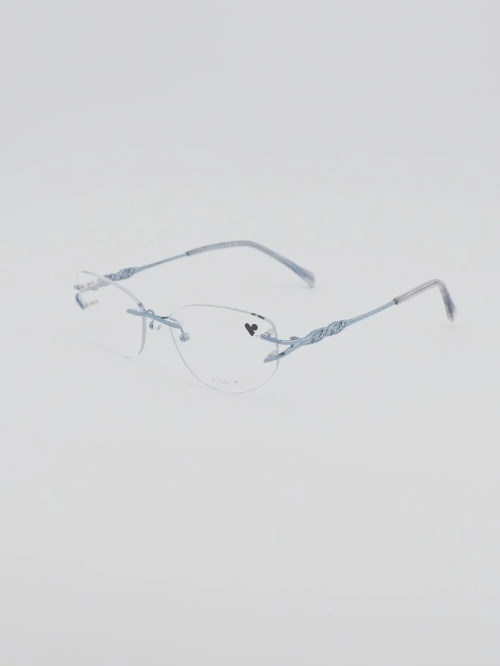 AIRLOCK JADE 201 407 Eyeglasses Rimless Blue 52mm Cat Eye Frame